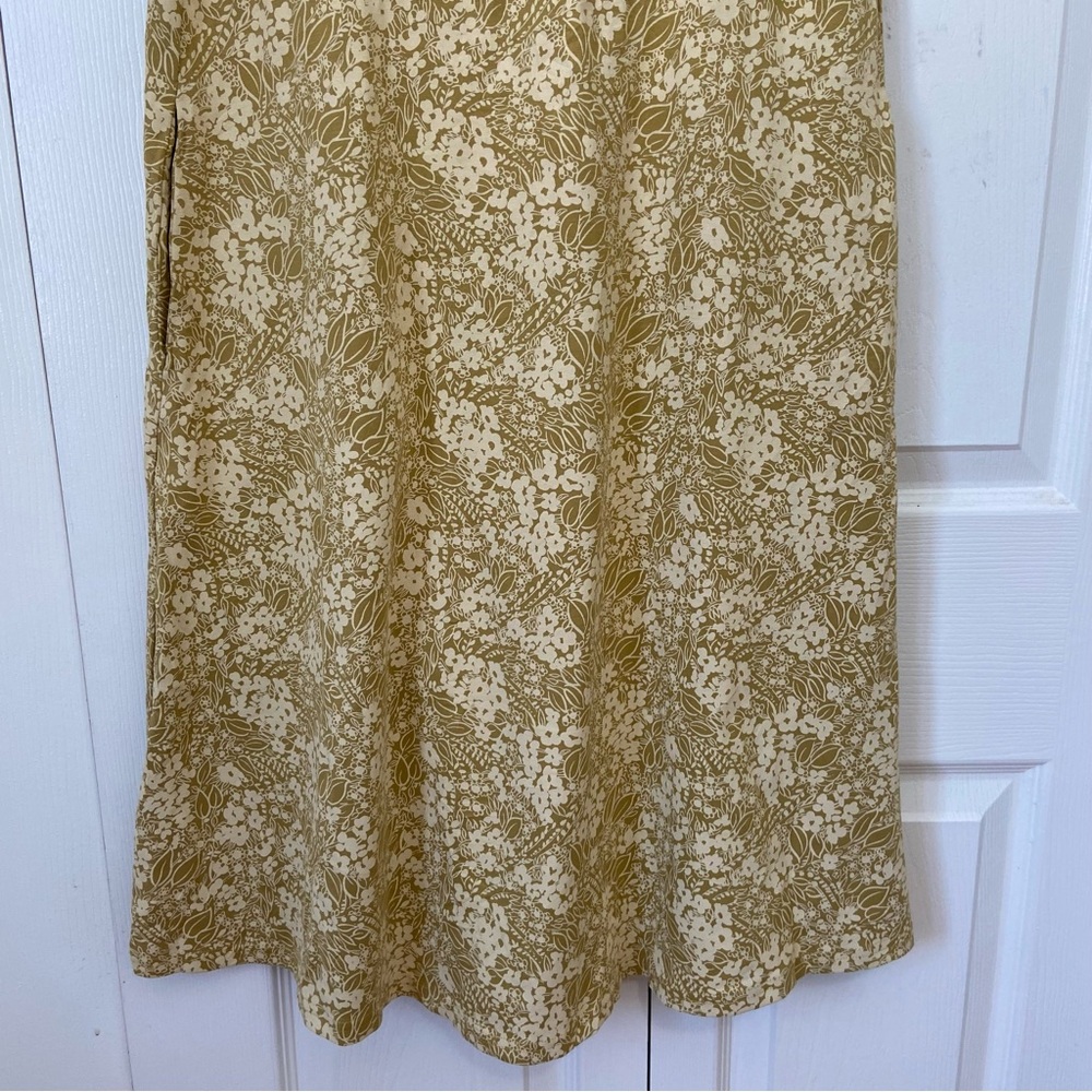 Pact Women's V-Neck Short Sleeve Floral Dress in Mustard - Picture 4 of 8